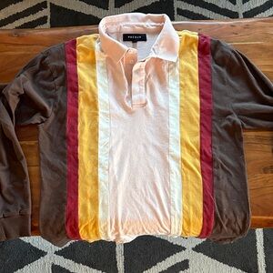 PacSun Colorful Striped Long Sleeve Polo